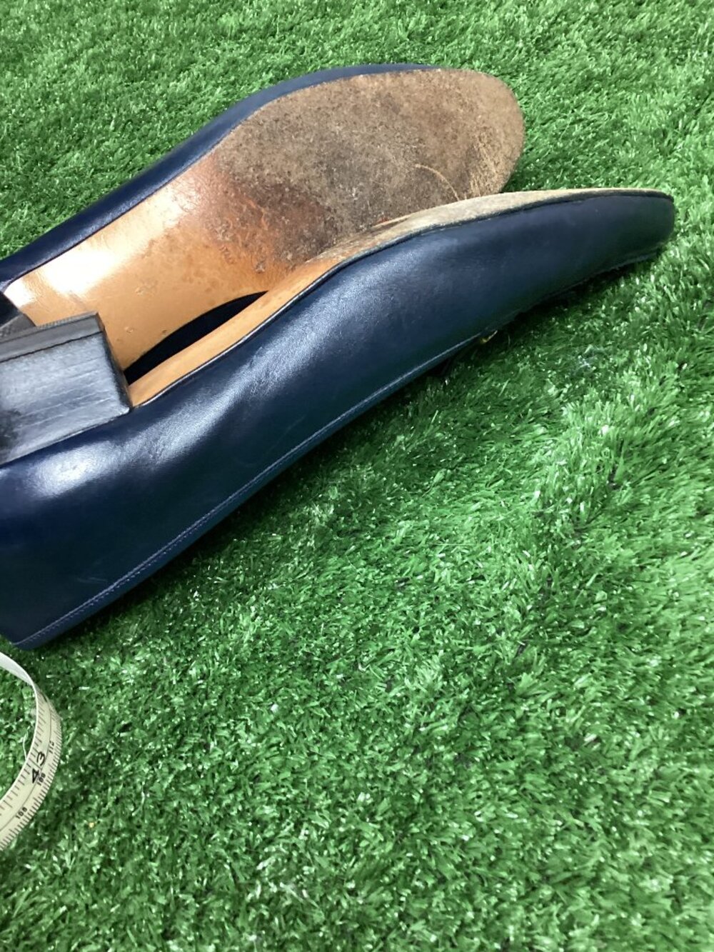 Salvatore Ferragamo Loafers Blue Leather Block Heel 10.5 2A - Picture 10 of 14